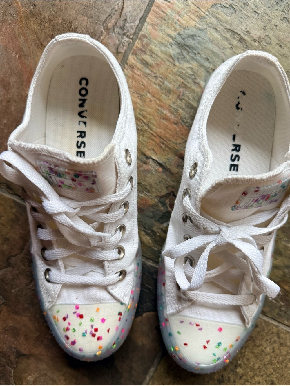 Converse Chuck Taylor All Star Jelly Low Womens White Rainbow Confetti Glitter